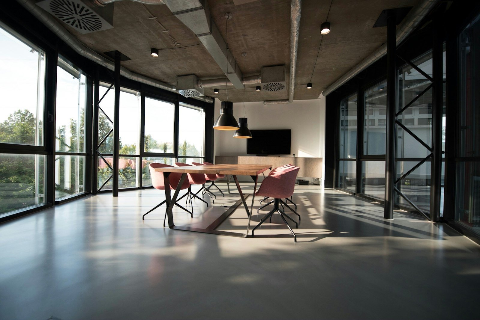 A bright, modern learning space with tall windows